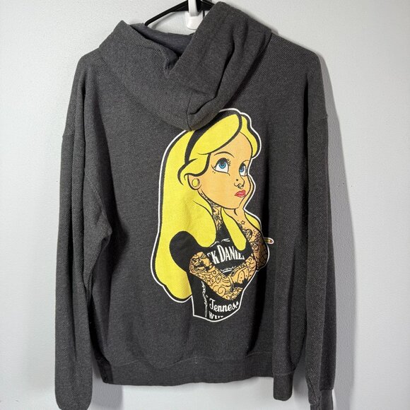 Ragwear Women Jack Daniels/Alice In Wonderland Hooded Sweatshirt Size Large Gray - Picture 1 of 11